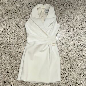 Misha white tuxedo mini dress open back small s 4
